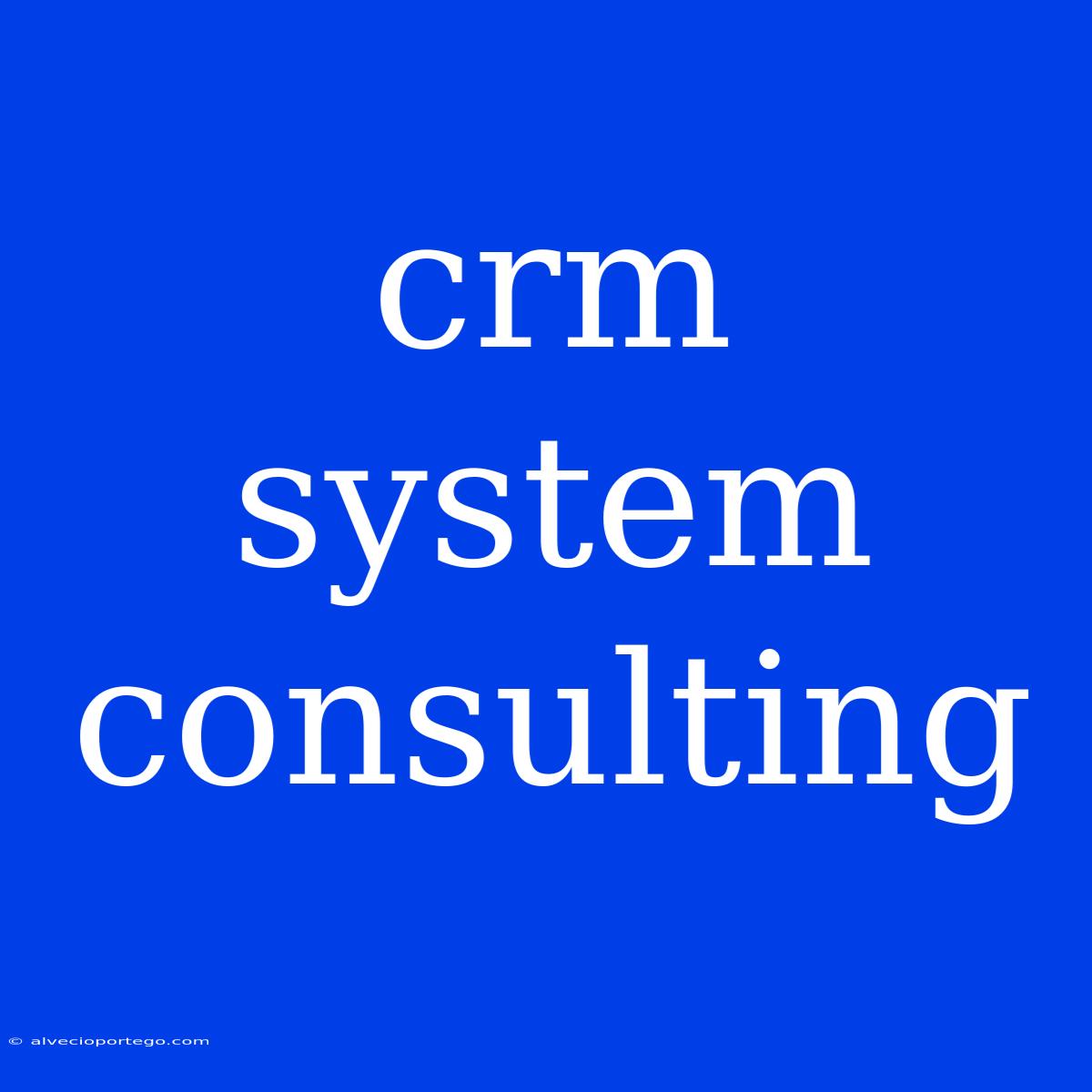 Crm System Consulting