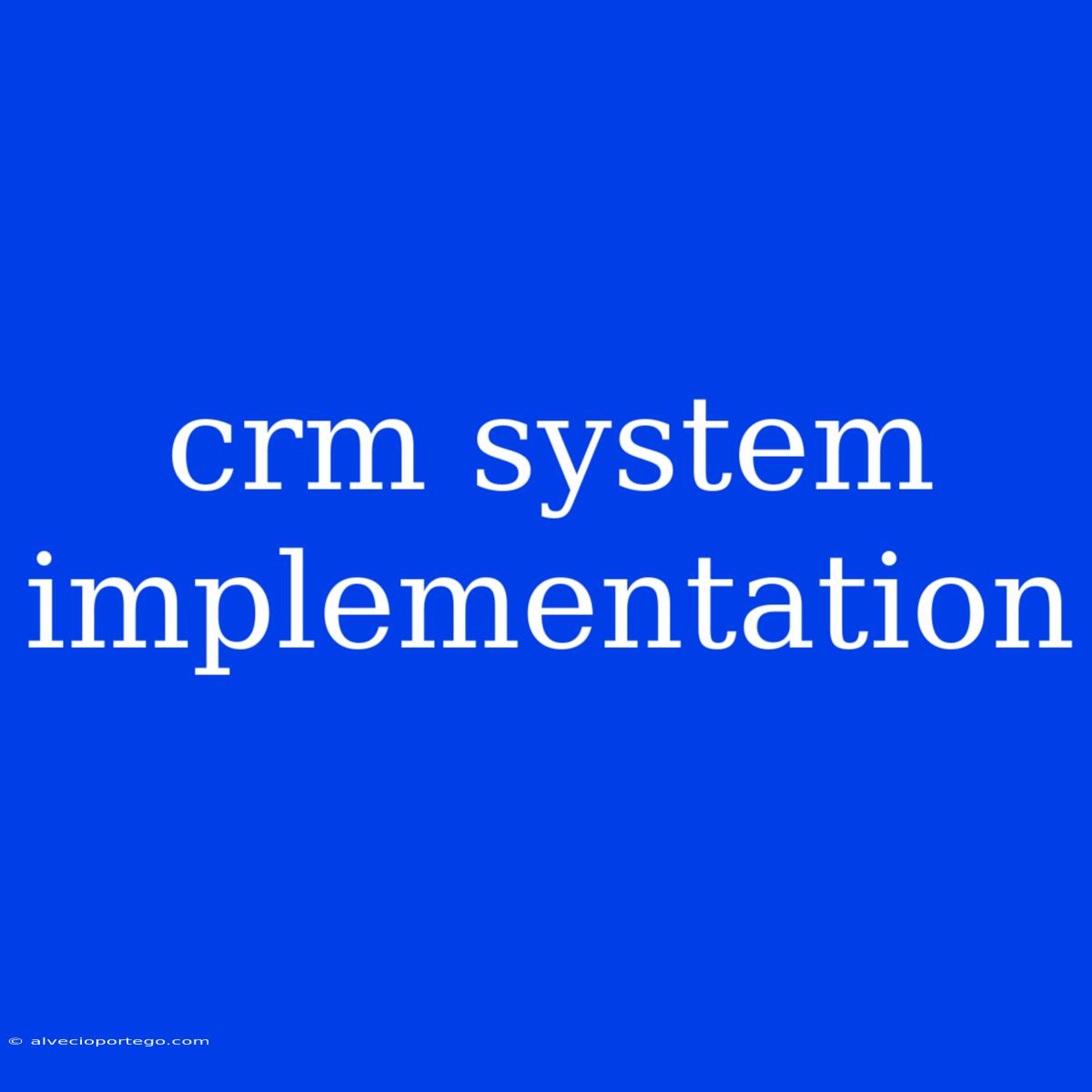 Crm System Implementation