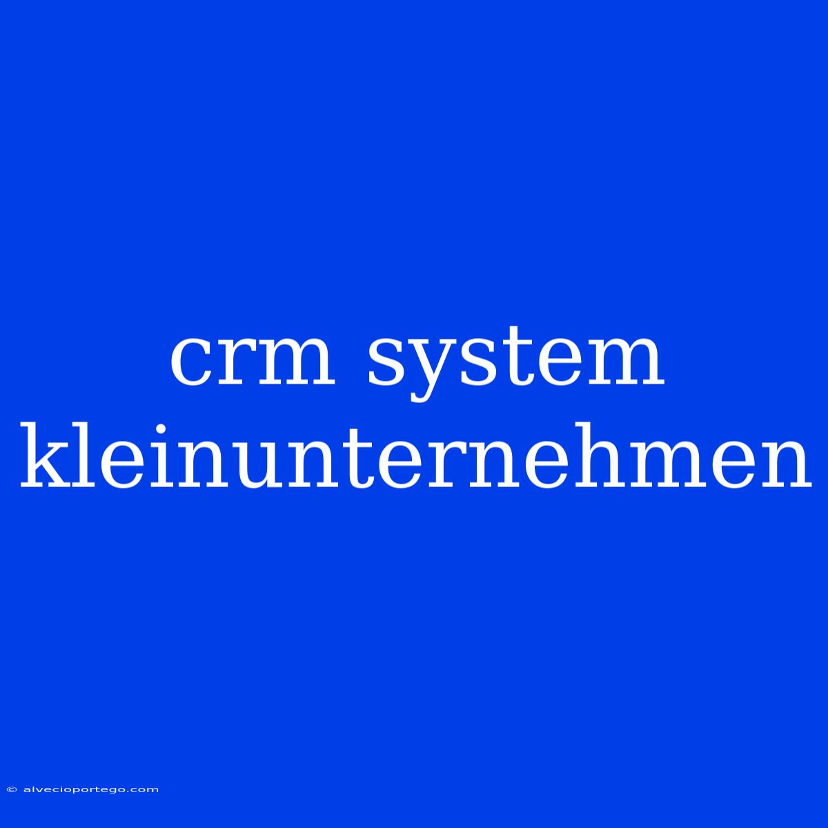 Crm System Kleinunternehmen