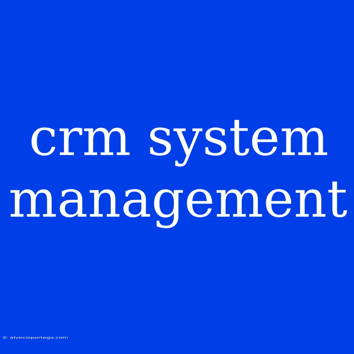 Crm System Management