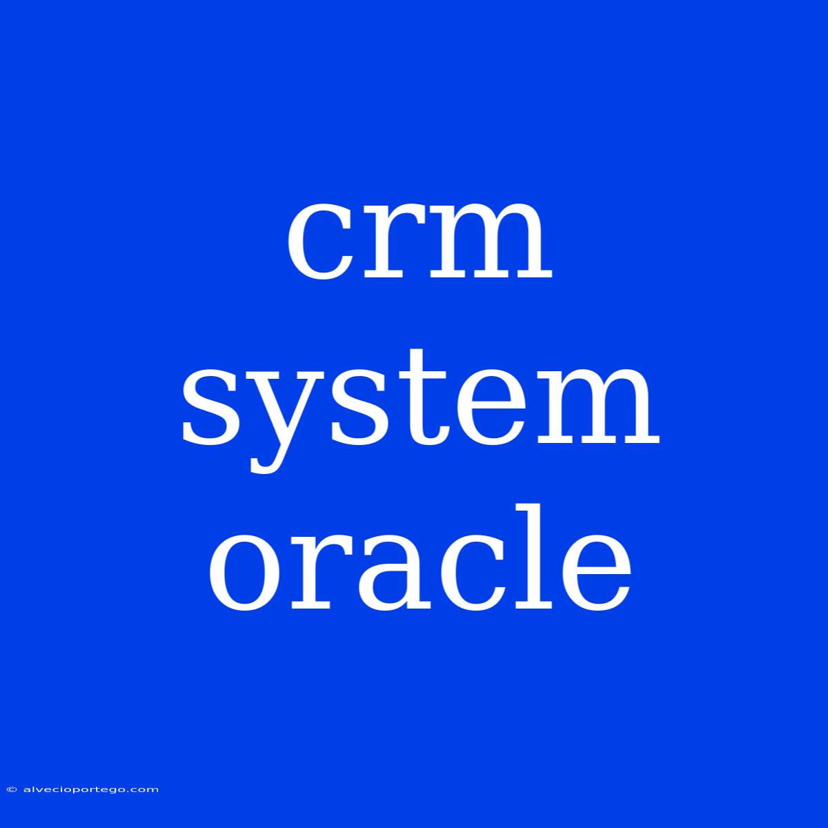 Crm System Oracle