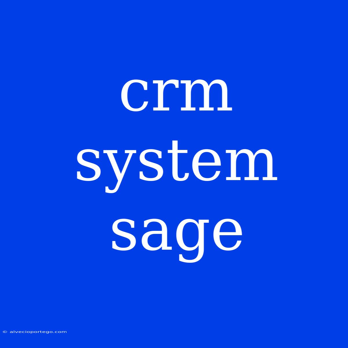 Crm System Sage