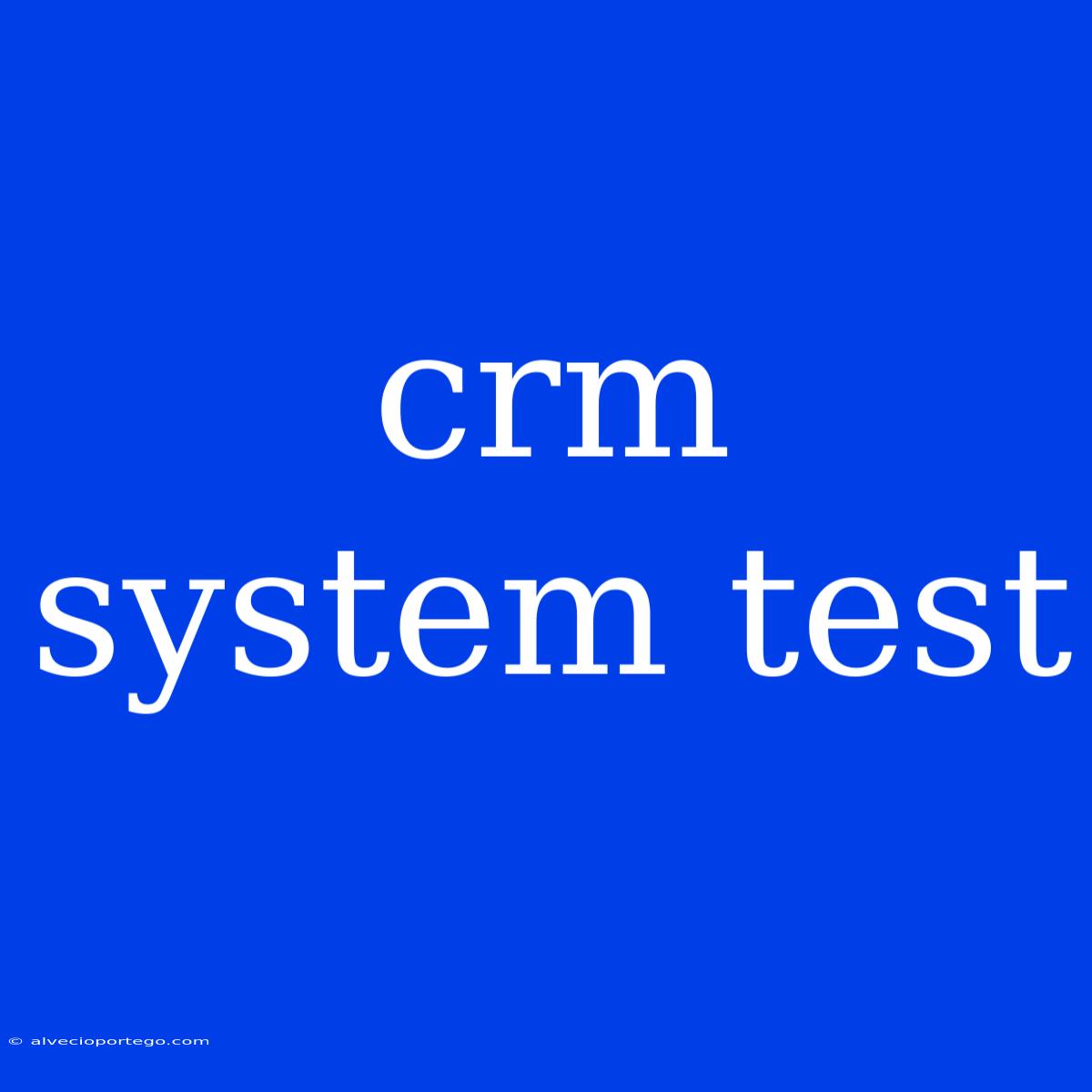 Crm System Test