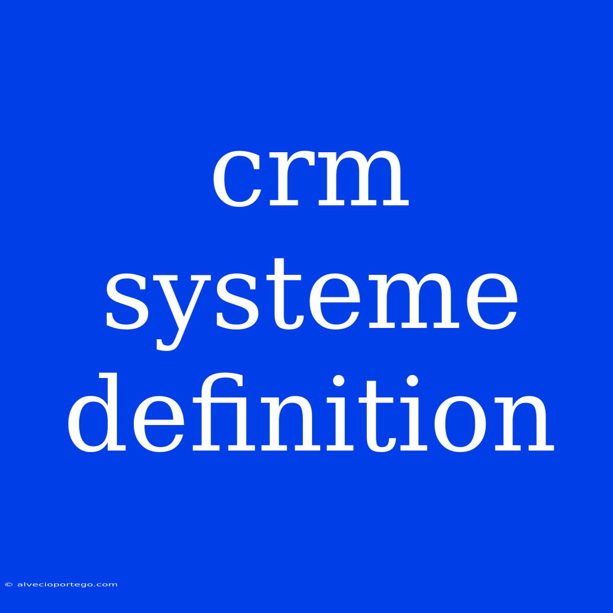 Crm Systeme Definition