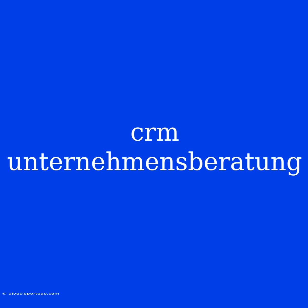 Crm Unternehmensberatung