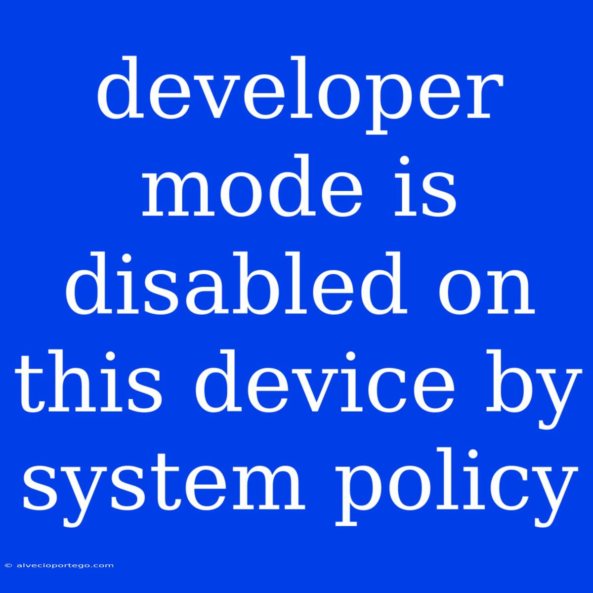 Developer Mode Is Disabled On This Device By System Policy