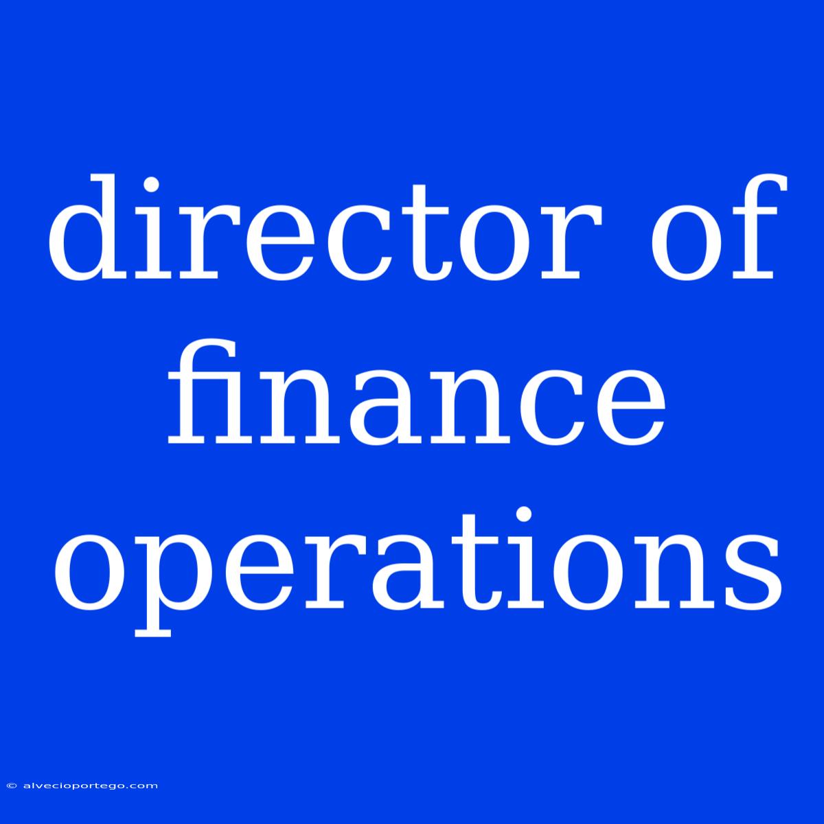 Director Of Finance Operations