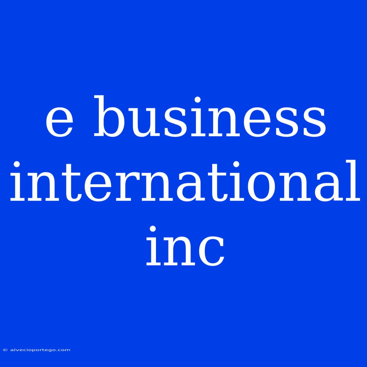 E Business International Inc