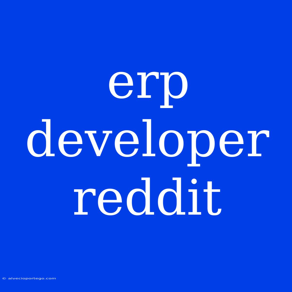 Erp Developer Reddit