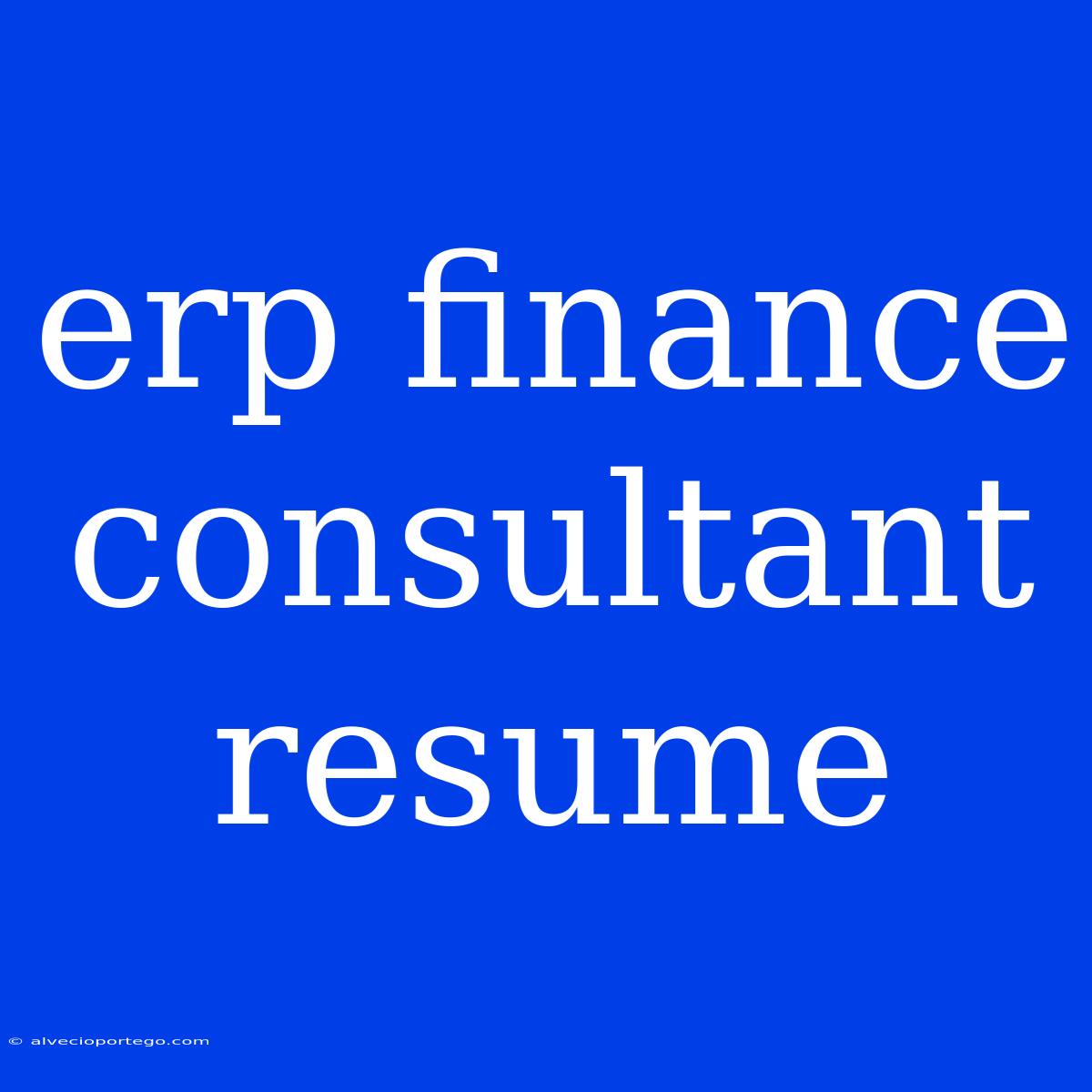 Erp Finance Consultant Resume