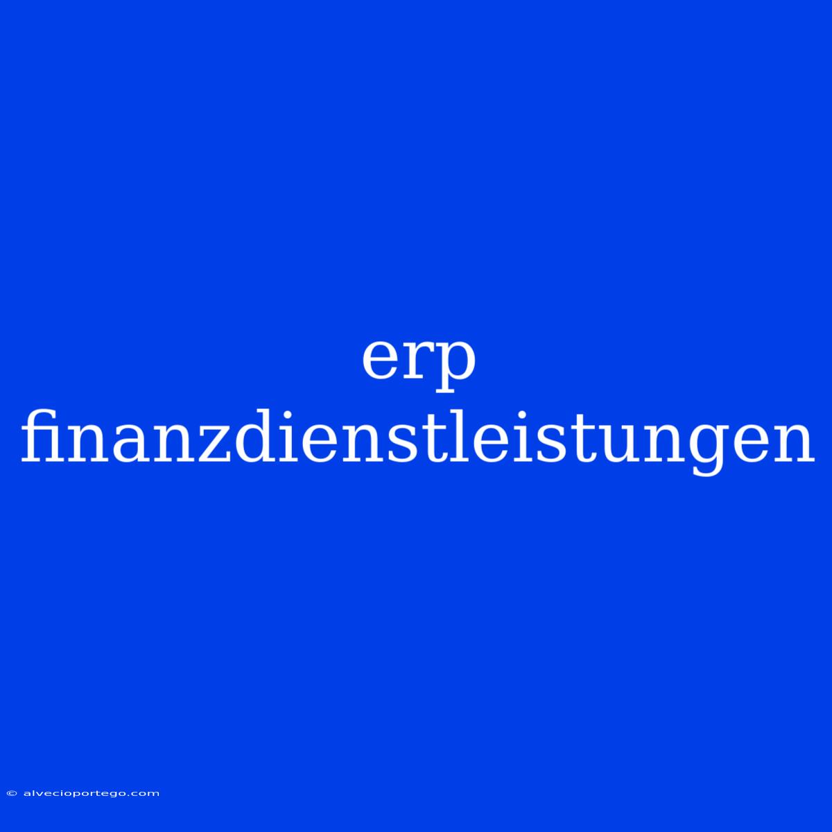 Erp Finanzdienstleistungen