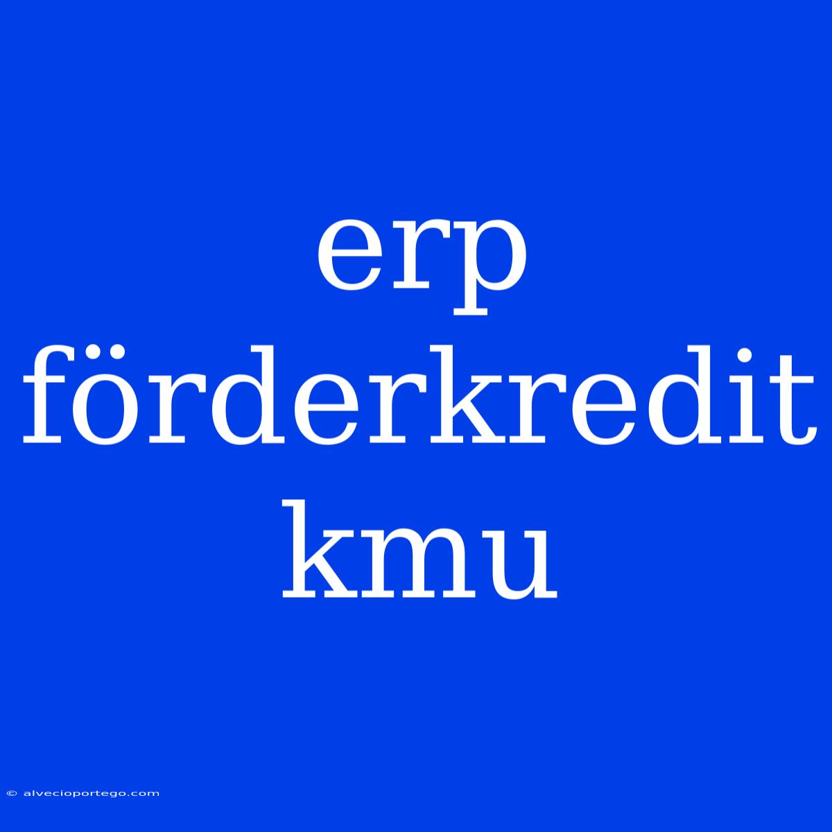 Erp Förderkredit Kmu