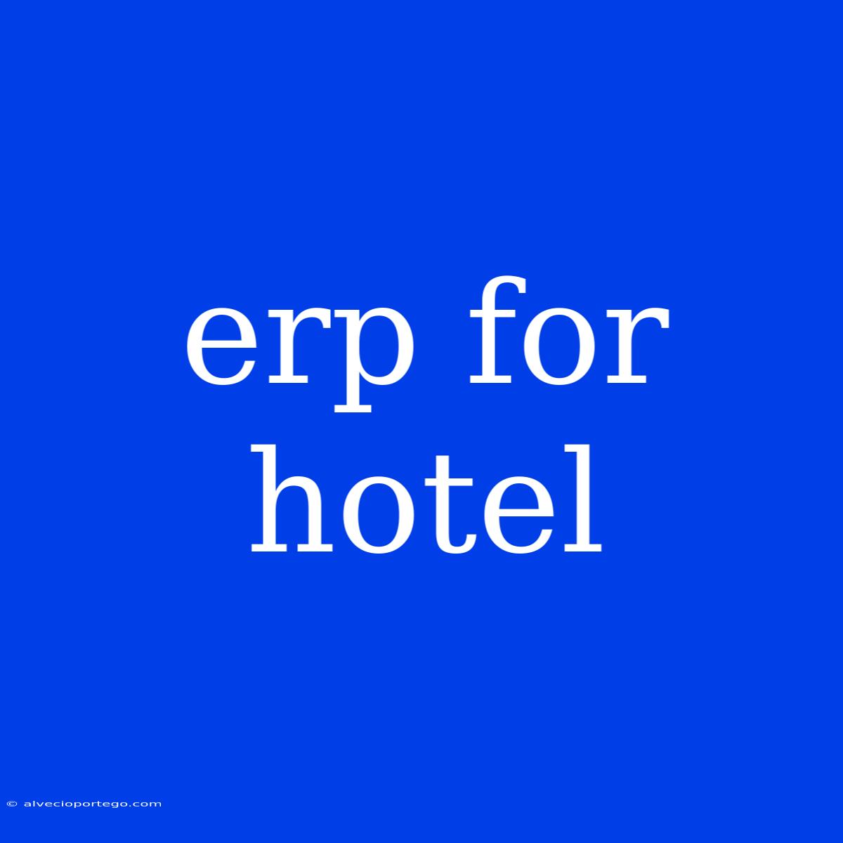 Erp For Hotel