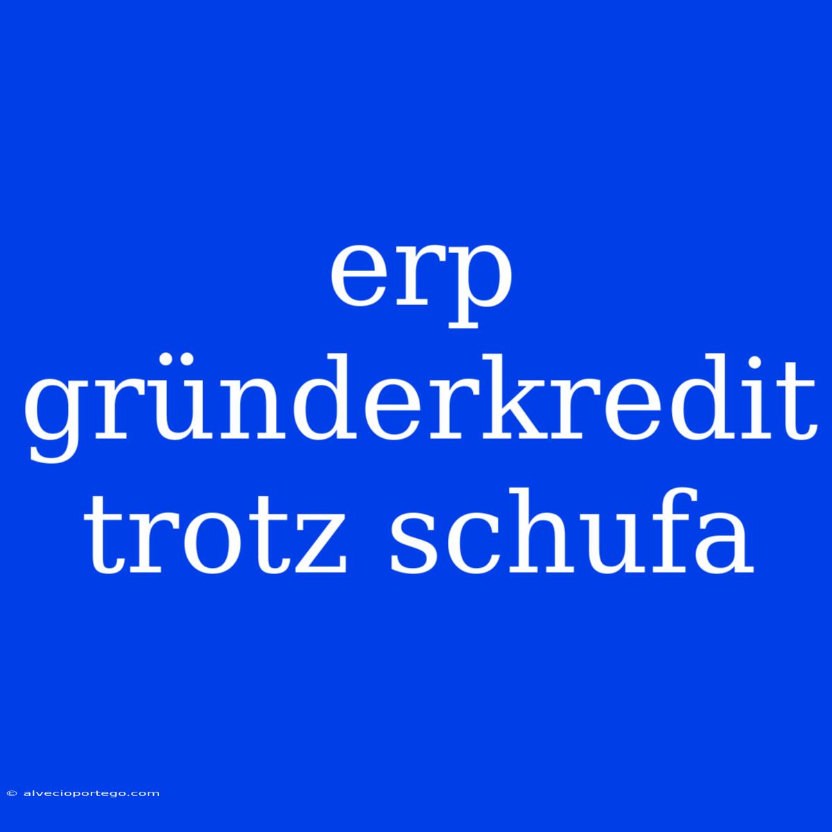 Erp Gründerkredit Trotz Schufa