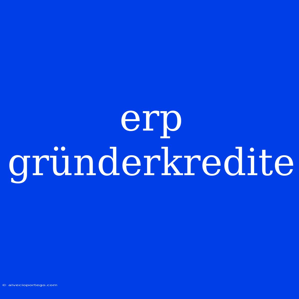 Erp Gründerkredite