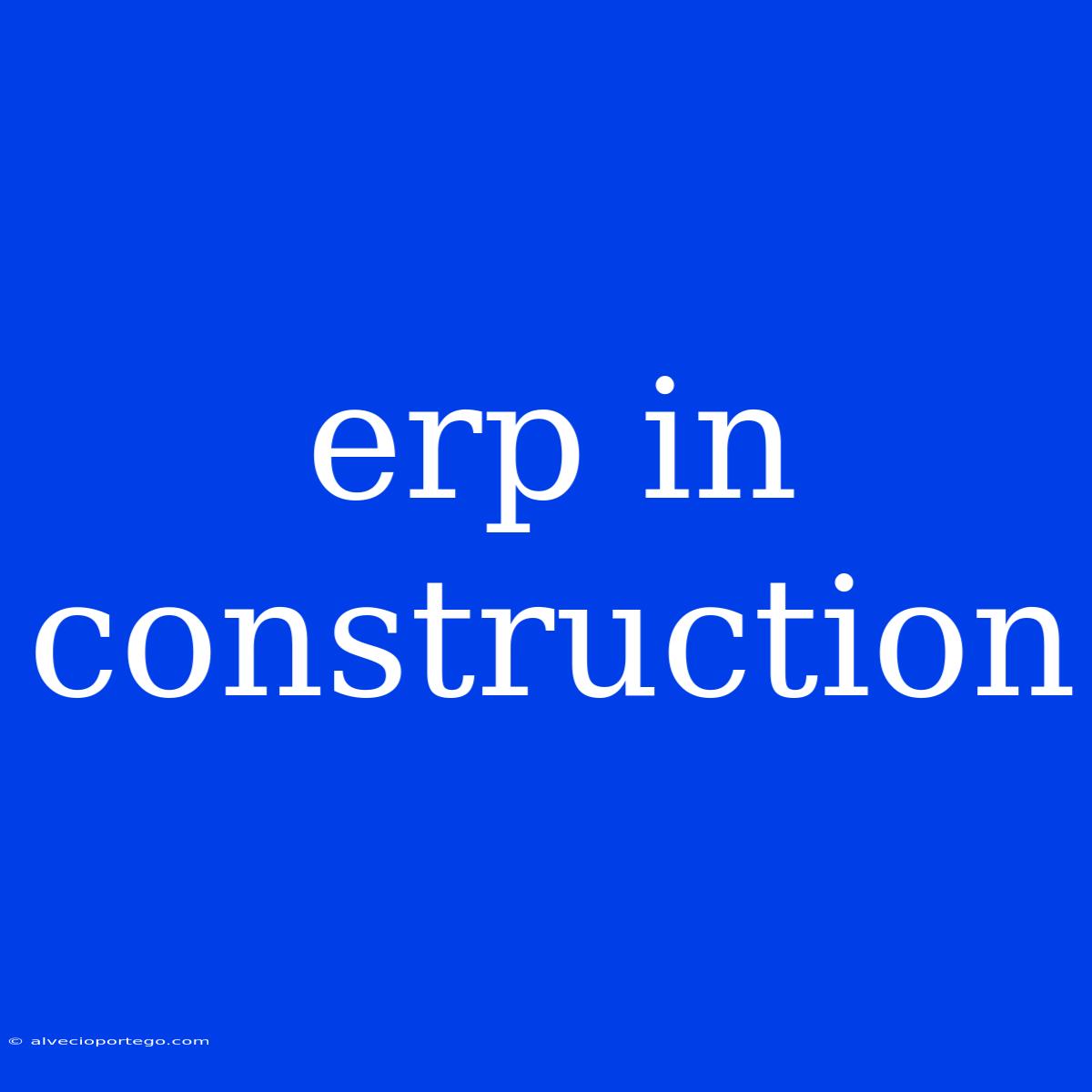 Erp In Construction