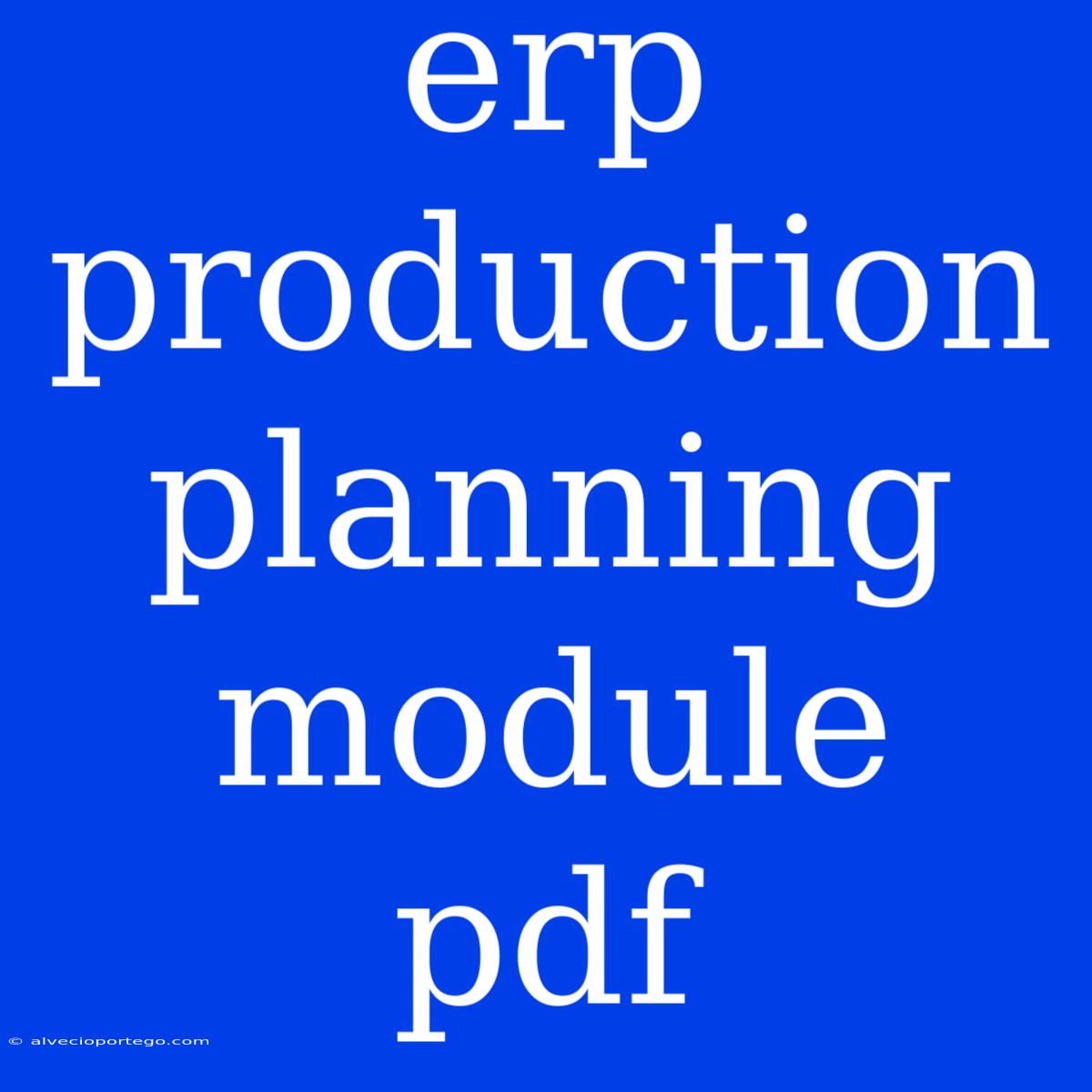 Erp Production Planning Module Pdf