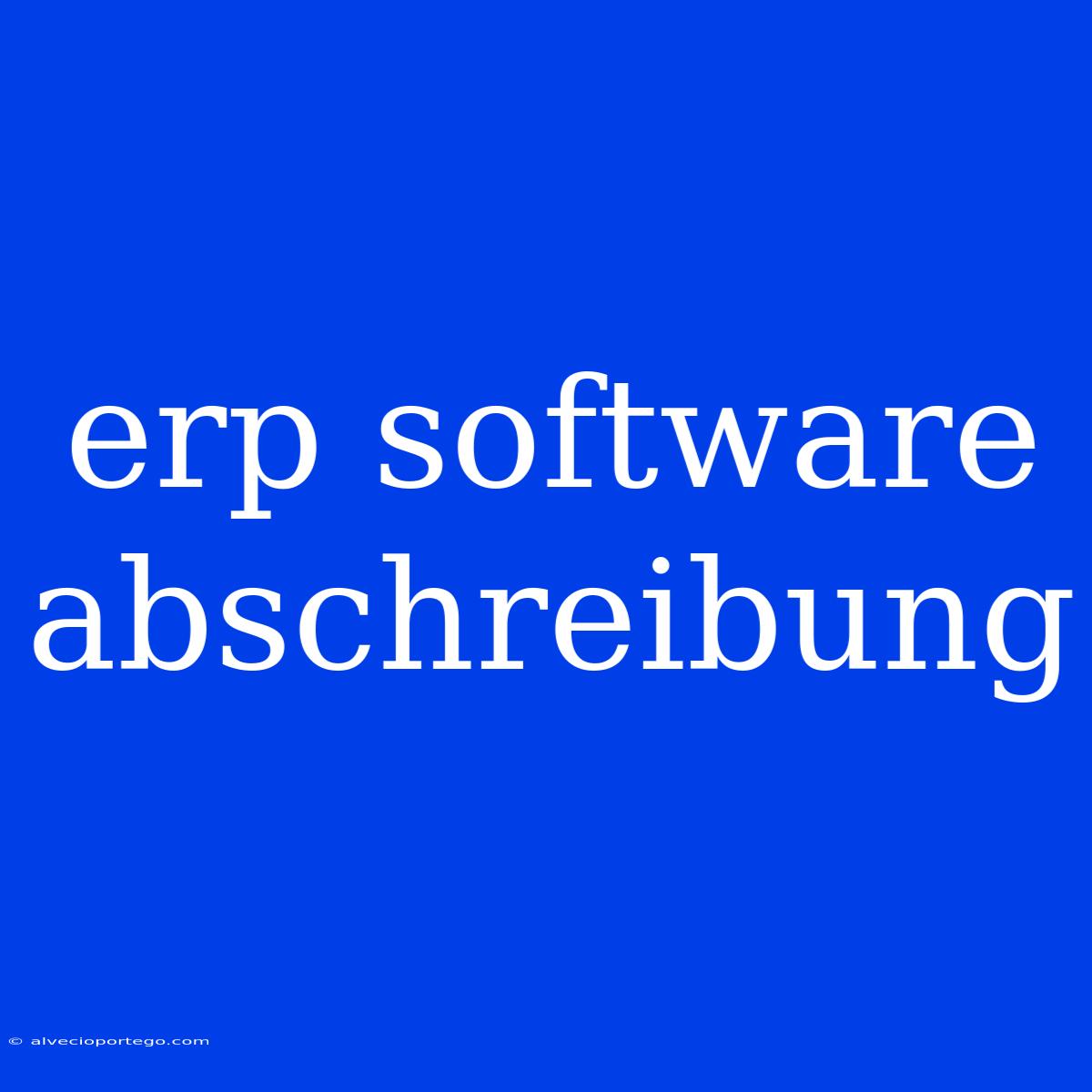 Erp Software Abschreibung