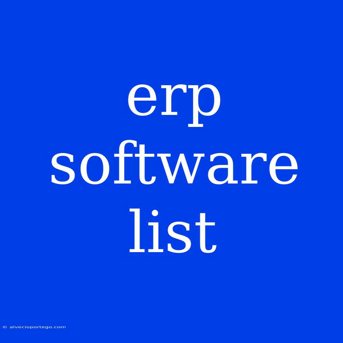 Erp Software List