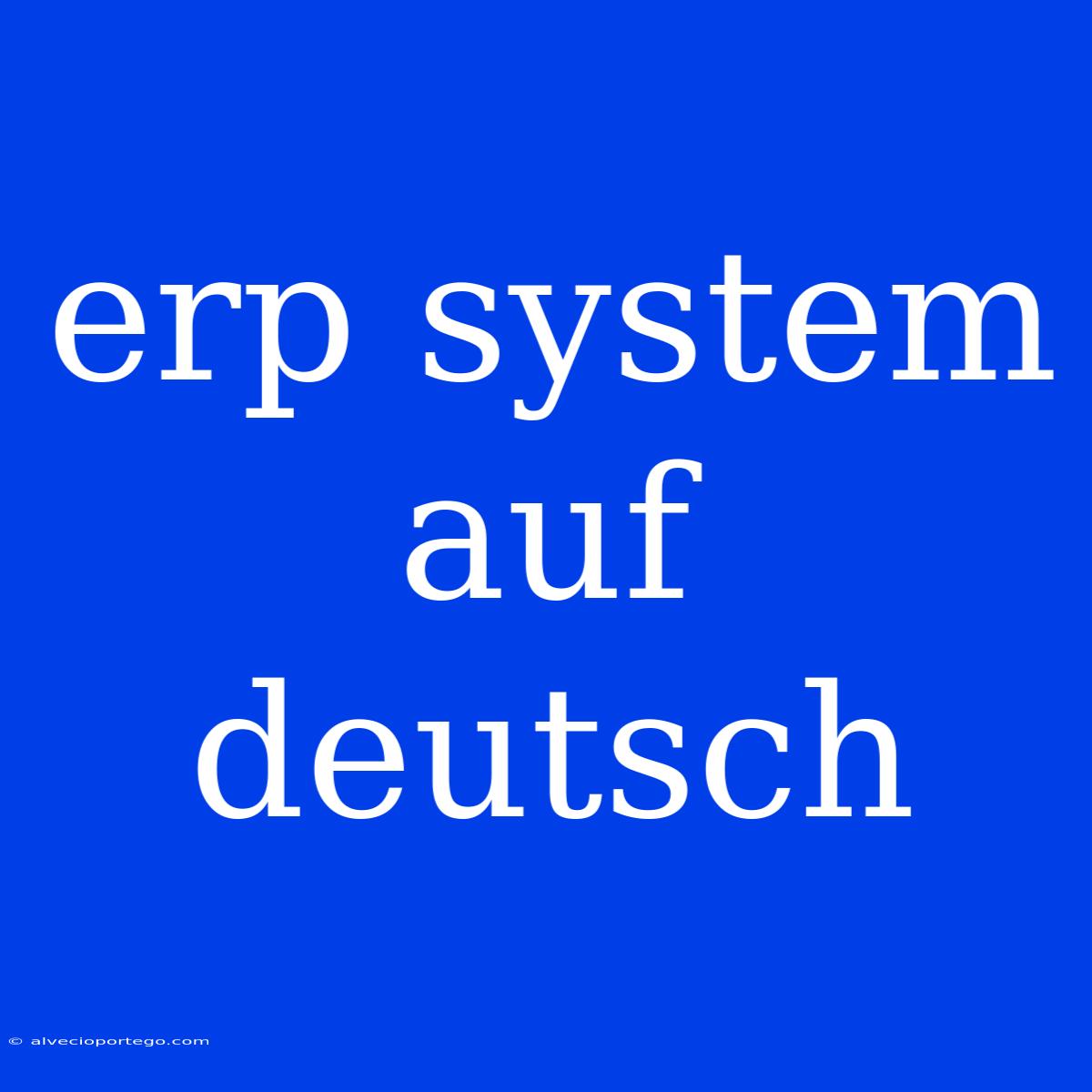 Erp System Auf Deutsch