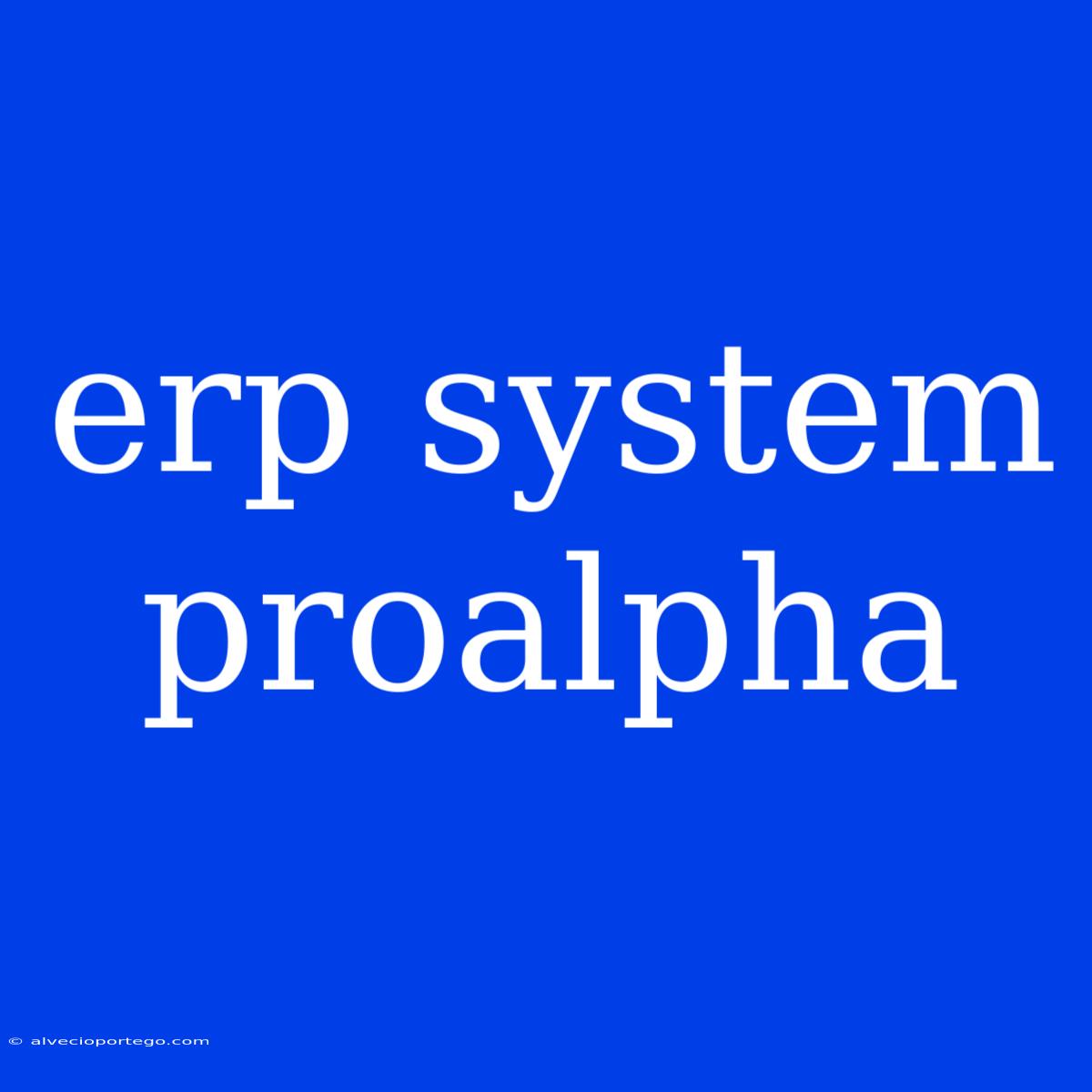 Erp System Proalpha