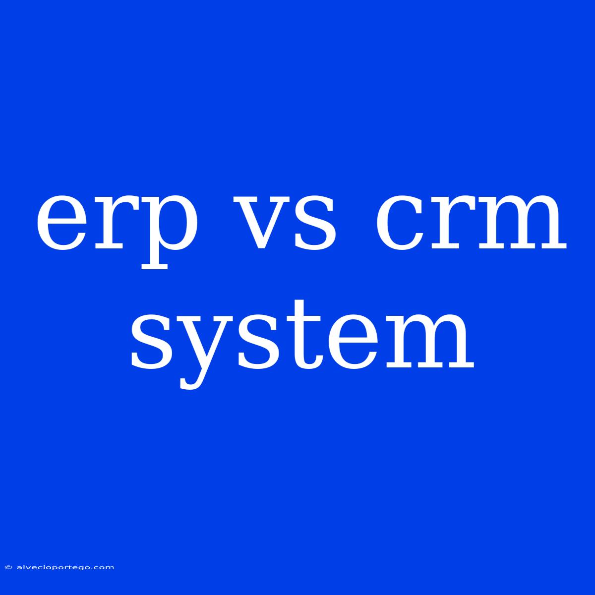 Erp Vs Crm System