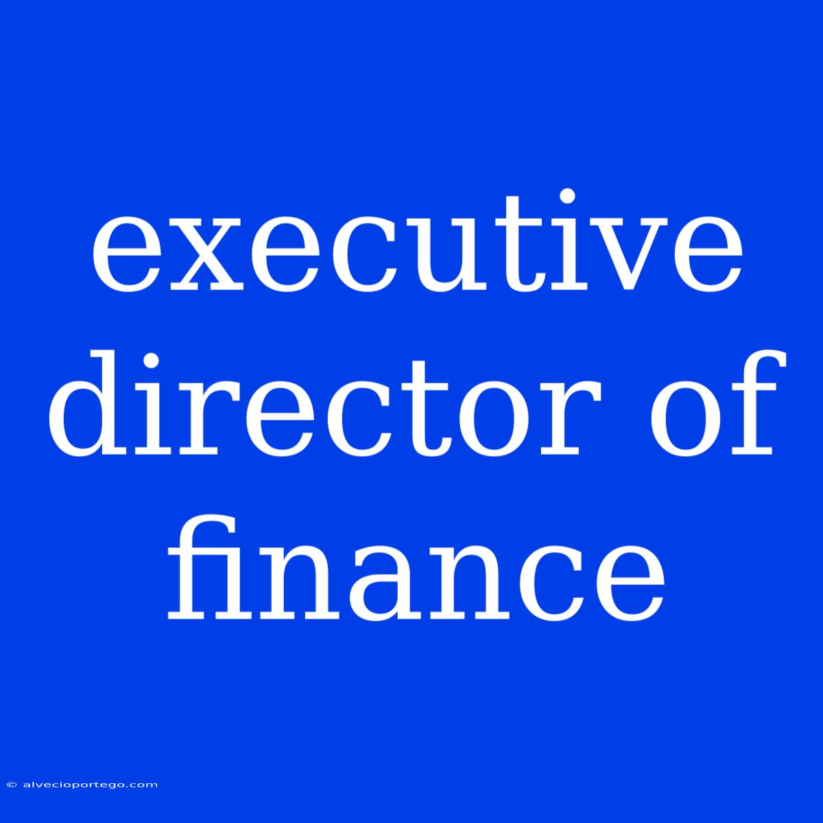 Executive Director Of Finance