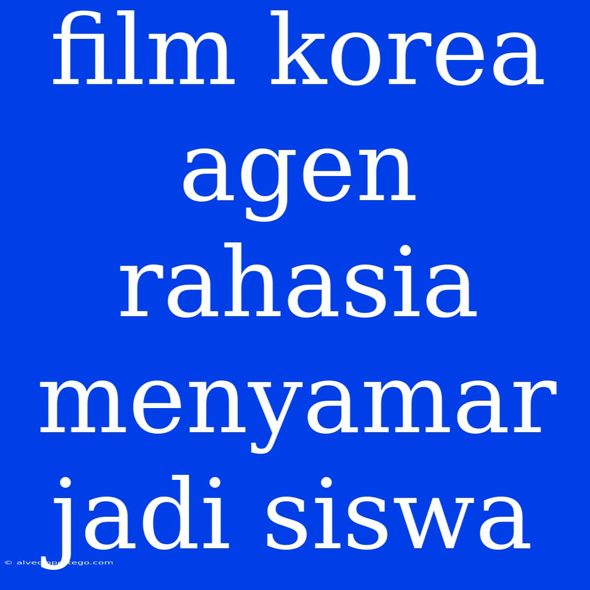 Film Korea Agen Rahasia Menyamar Jadi Siswa