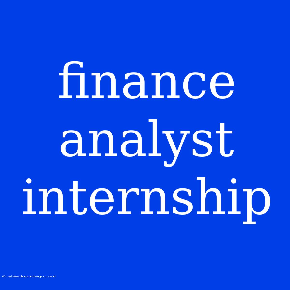 Finance Analyst Internship