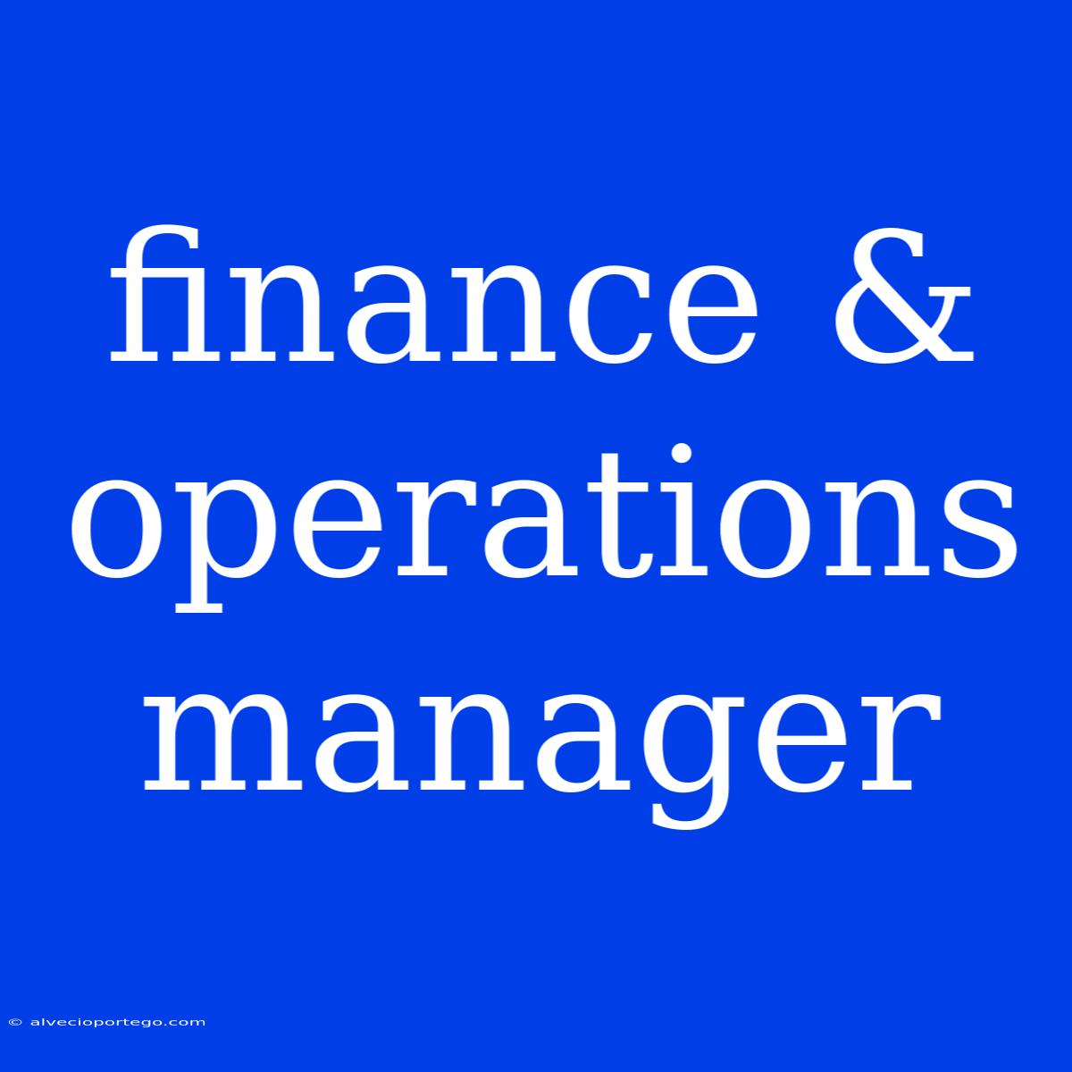 Finance & Operations Manager