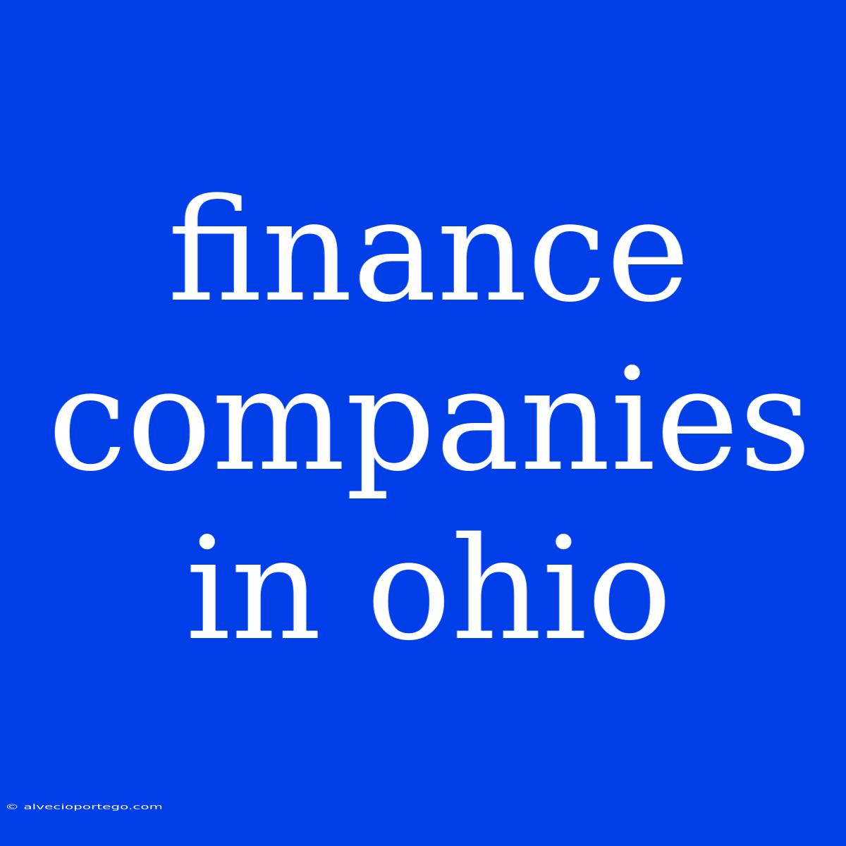 Finance Companies In Ohio