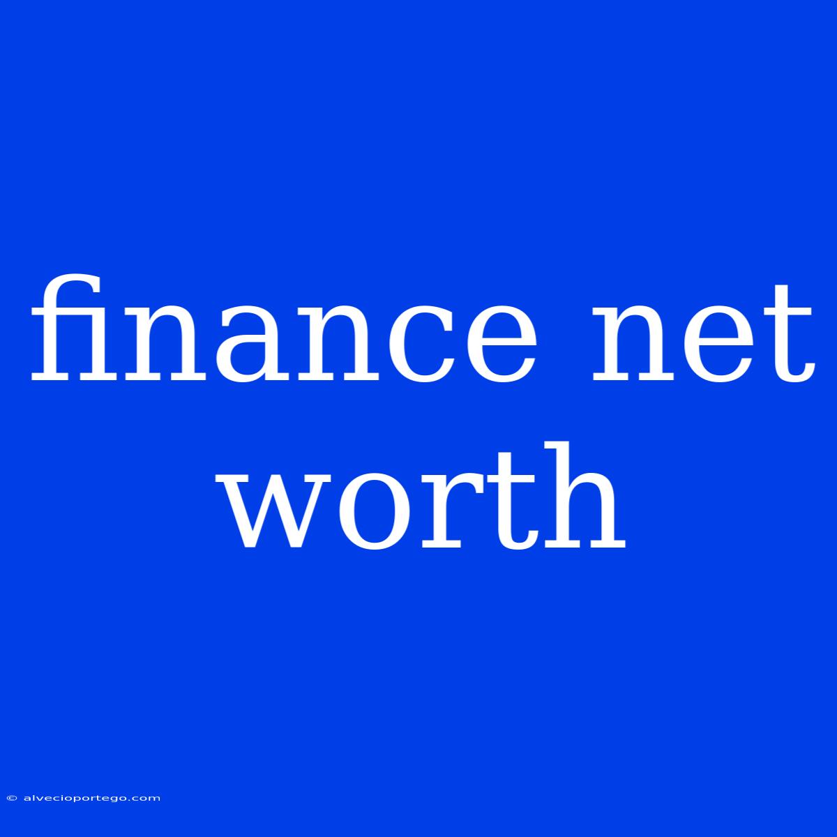 Finance Net Worth