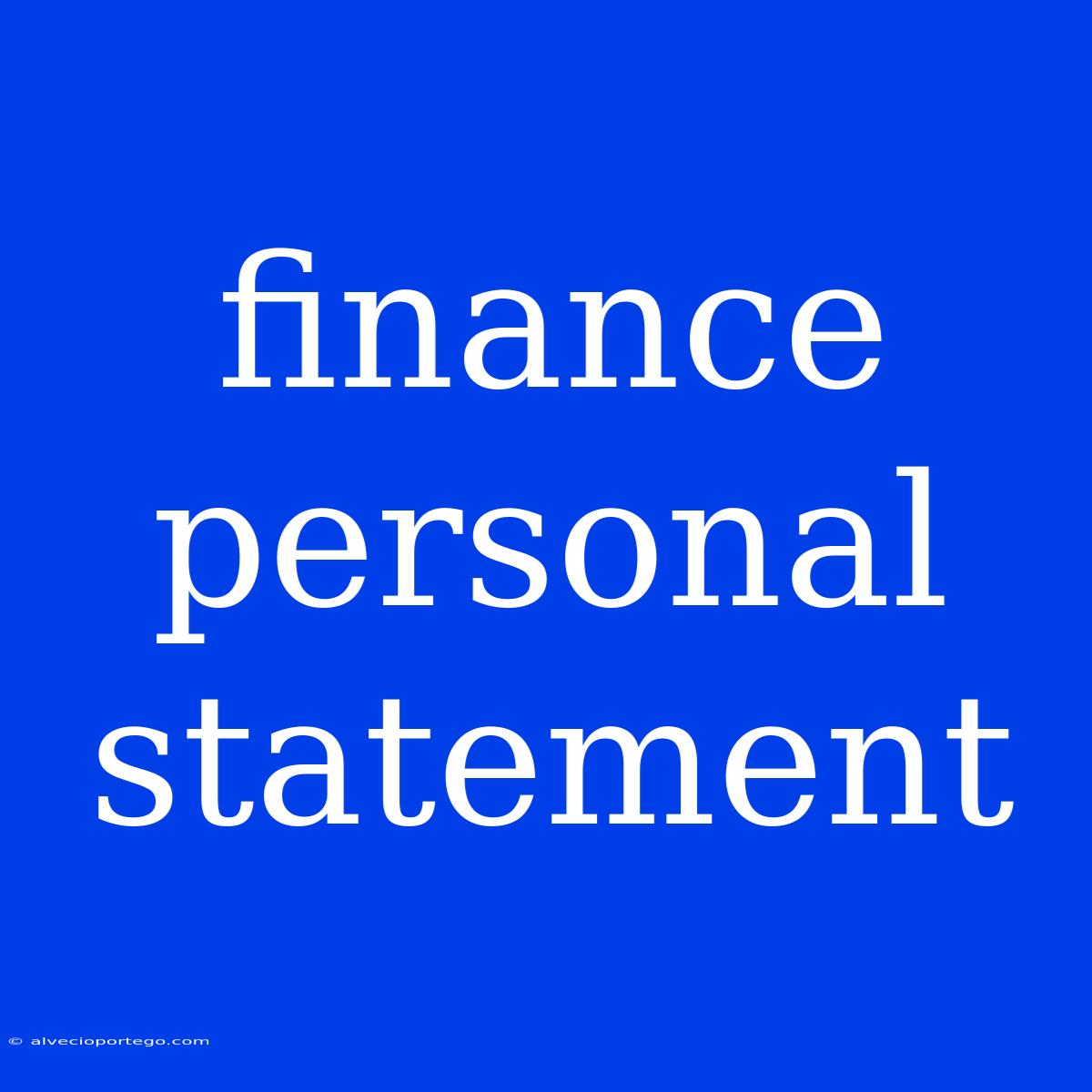 Finance Personal Statement