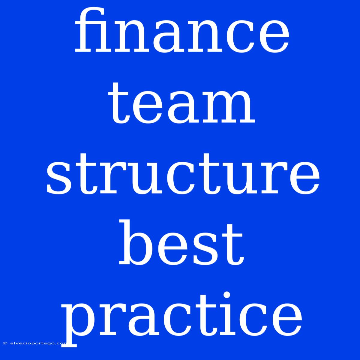 Finance Team Structure Best Practice