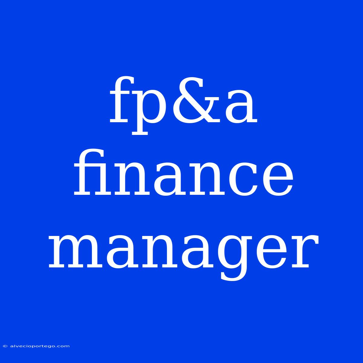 Fp&a Finance Manager