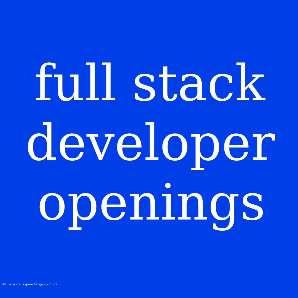 Full Stack Developer Openings