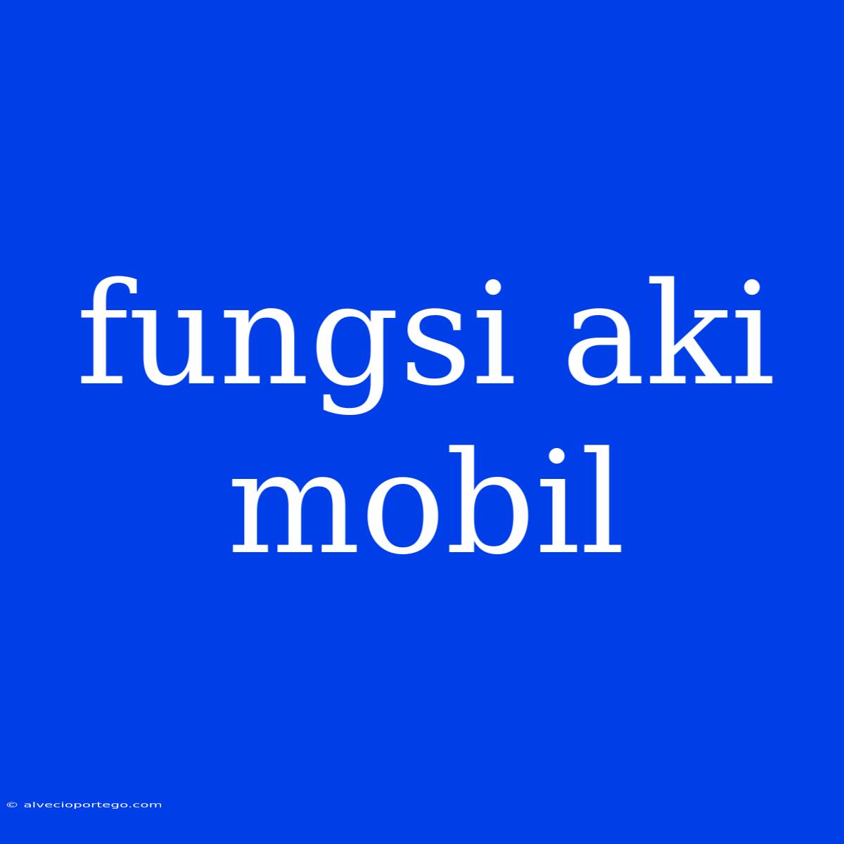 Fungsi Aki Mobil