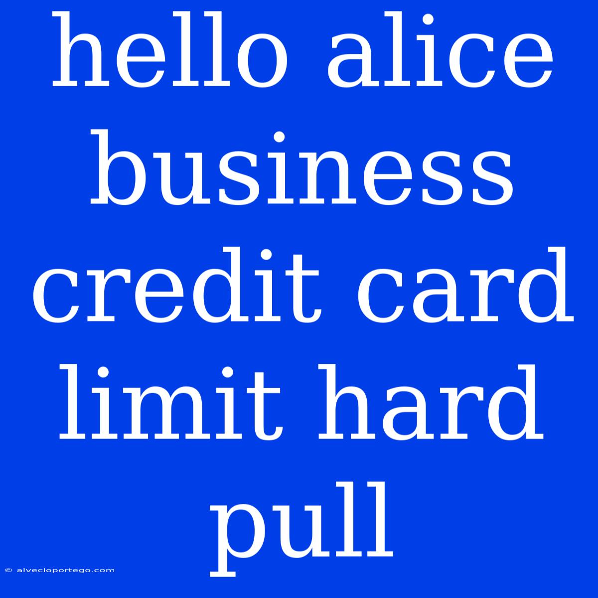 Hello Alice Business Credit Card Limit Hard Pull