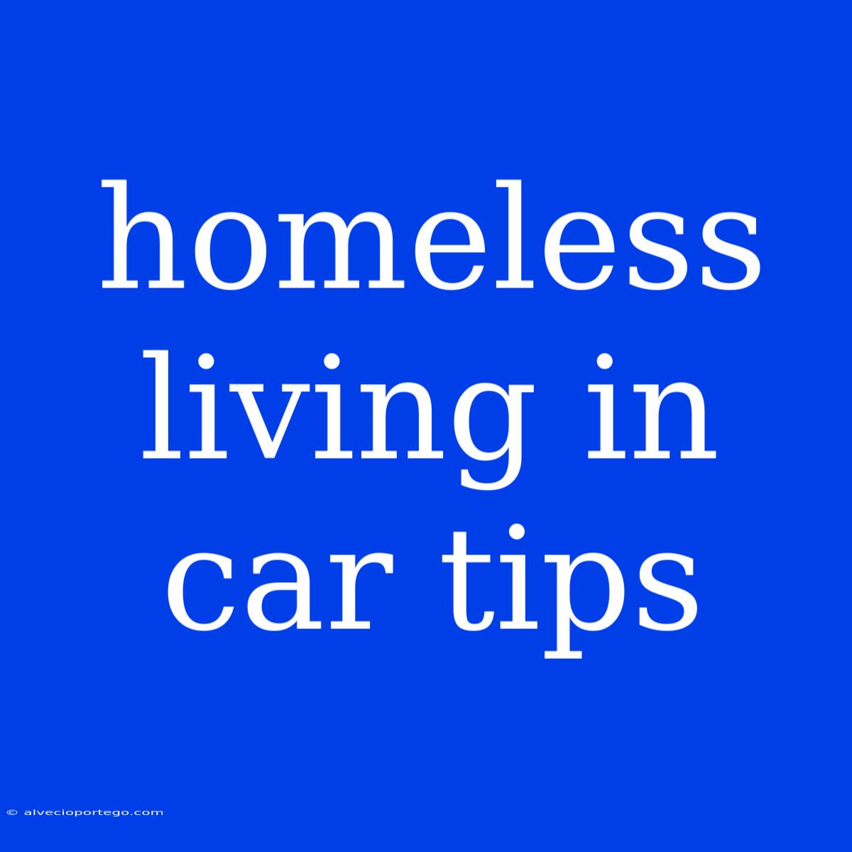 Homeless Living In Car Tips