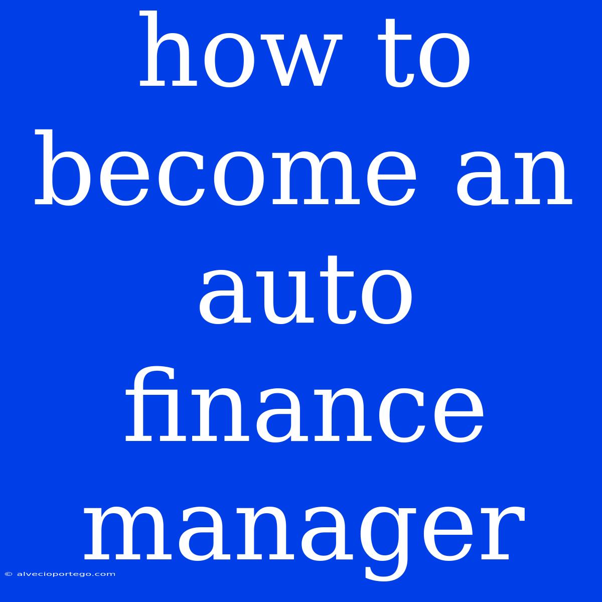 How To Become An Auto Finance Manager