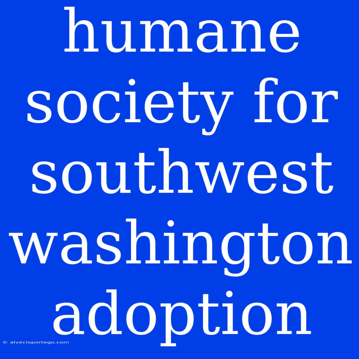 Humane Society For Southwest Washington Adoption