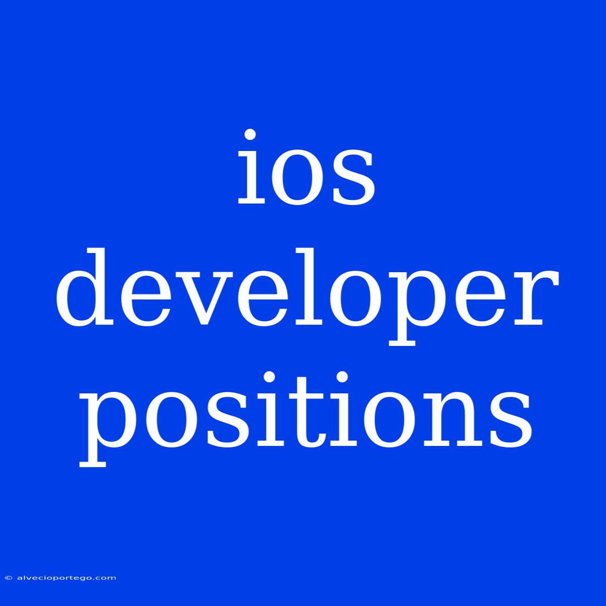 Ios Developer Positions