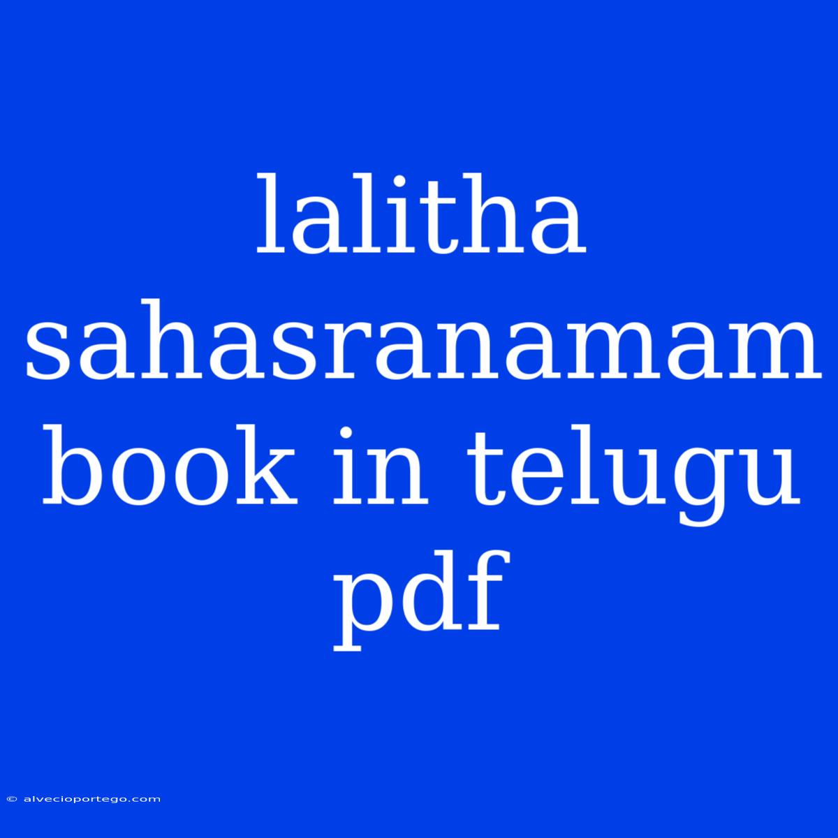 Lalitha Sahasranamam Book In Telugu Pdf