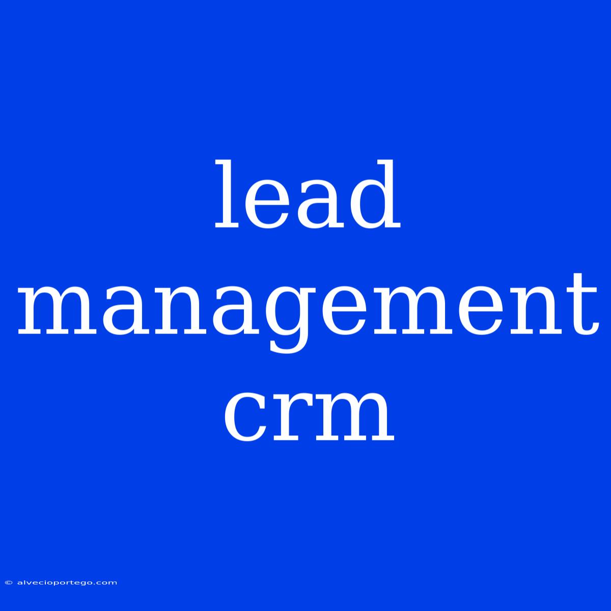 Lead Management Crm