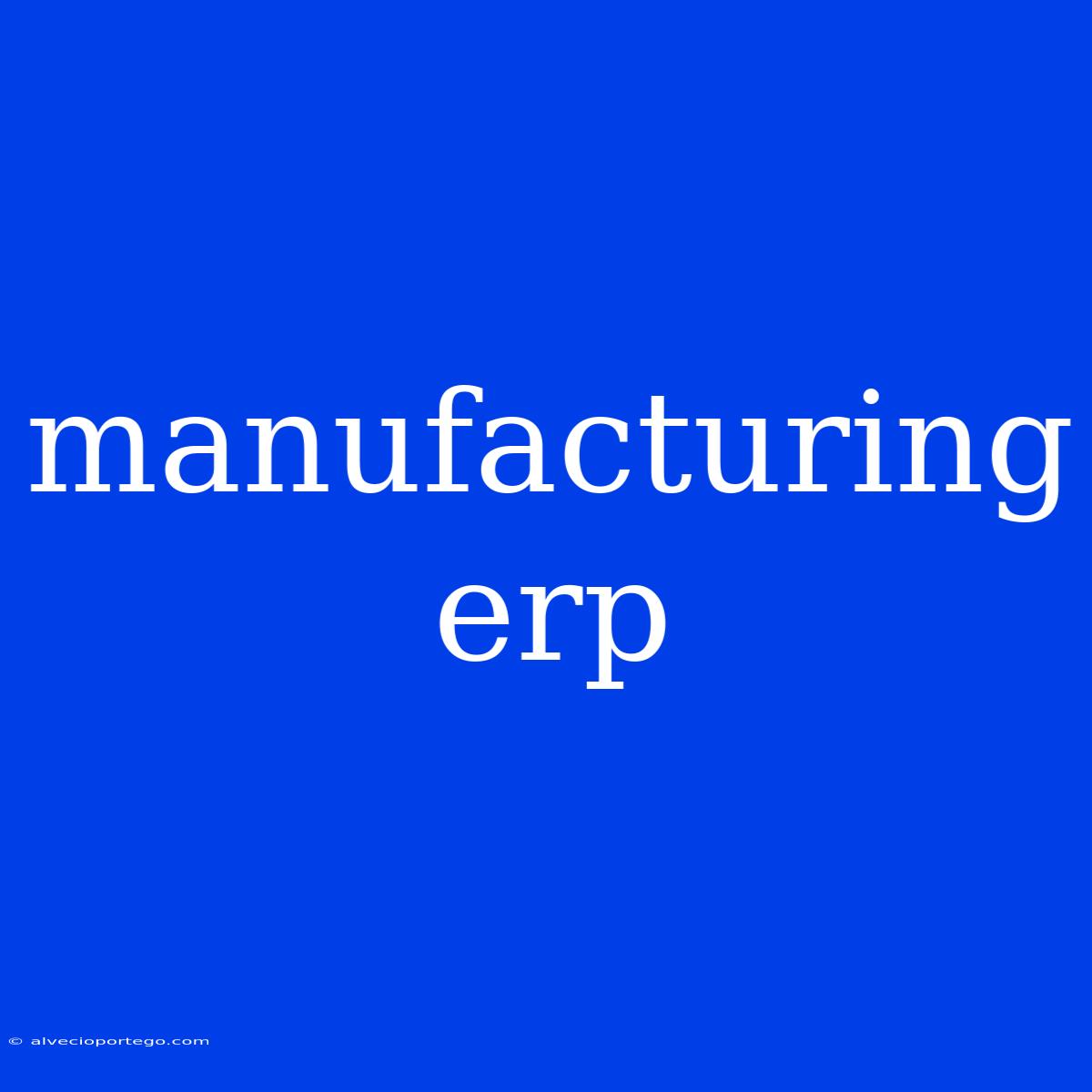 Manufacturing Erp