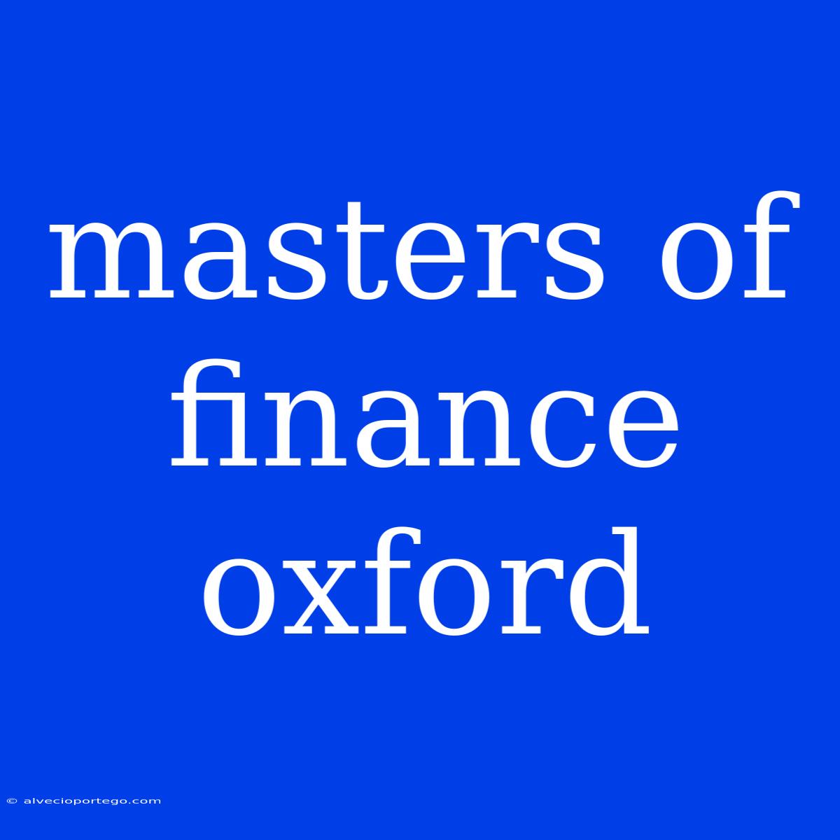 Masters Of Finance Oxford