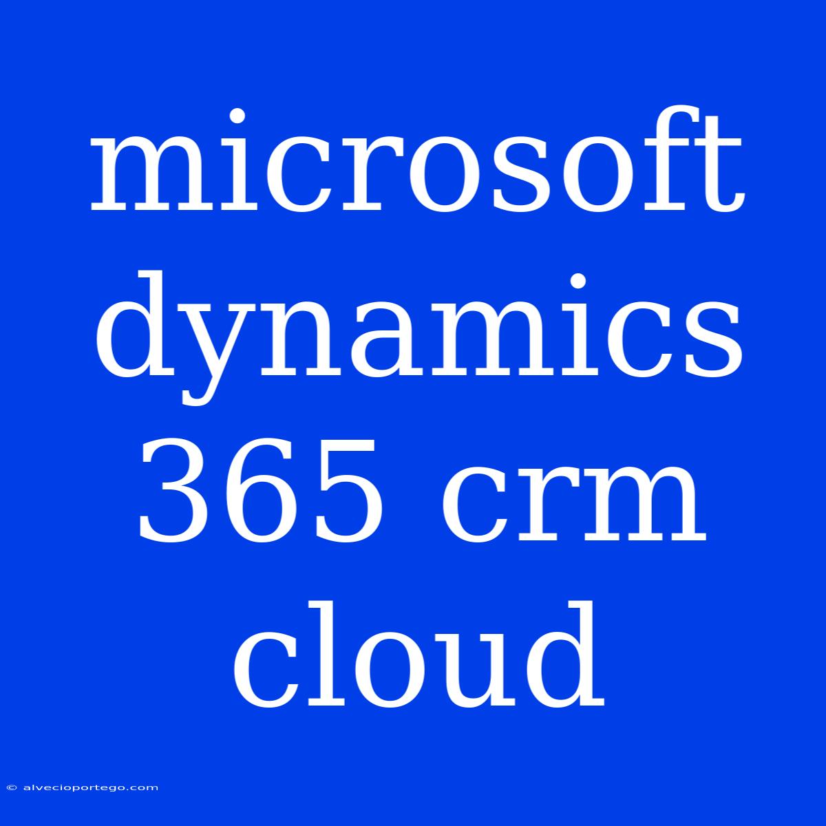 Microsoft Dynamics 365 Crm Cloud