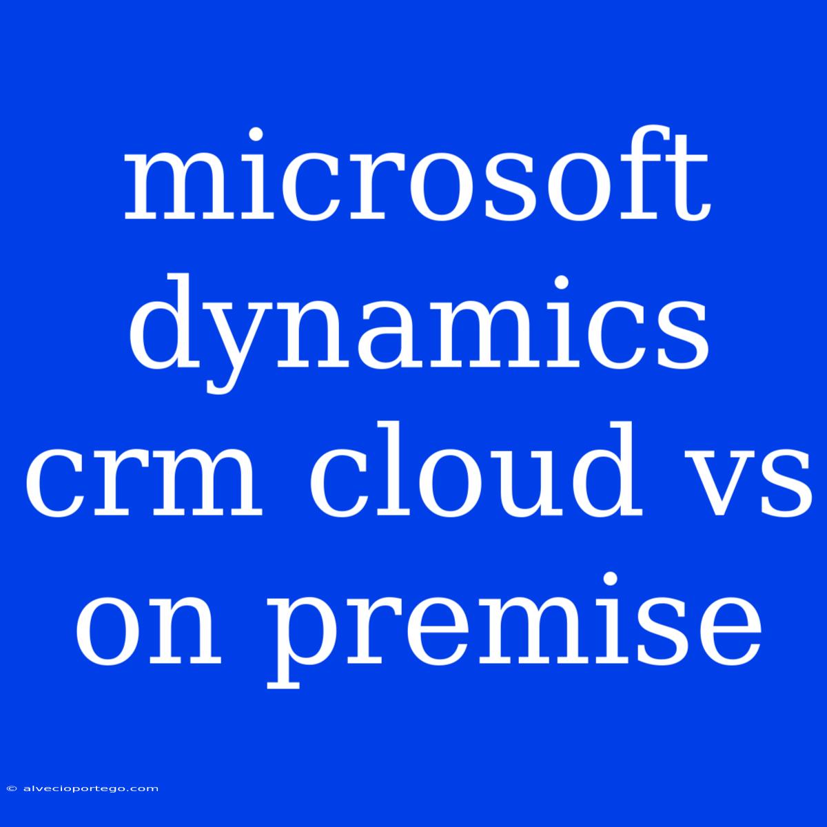 Microsoft Dynamics Crm Cloud Vs On Premise