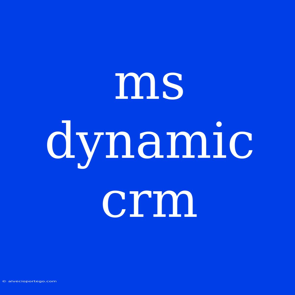 Ms Dynamic Crm