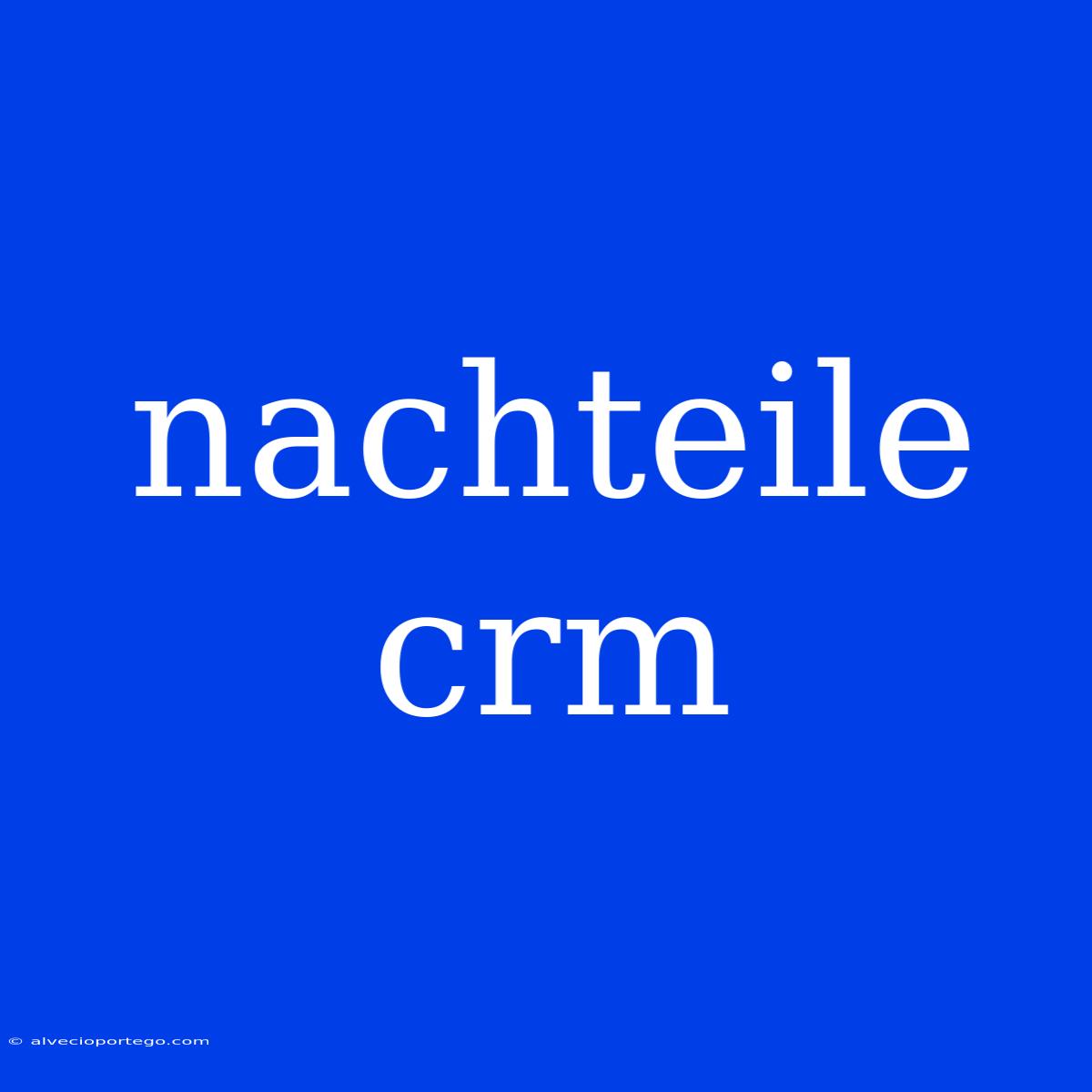 Nachteile Crm